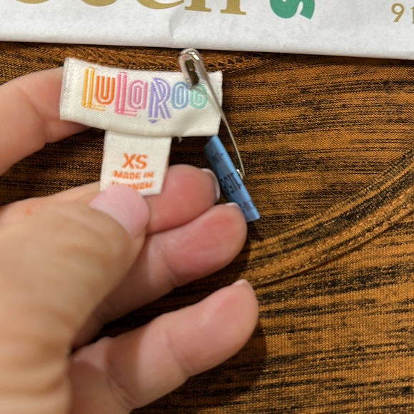 LULAROE copper and black Heather stripe high low XS dress - Picture 3 of 7